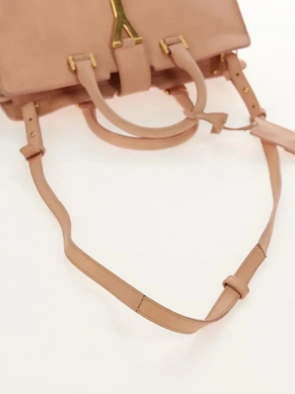 SAINT LAURENT Petit Kabas Hand Bag Leather 2way Pink Gold Auth - Picture 6 of 15